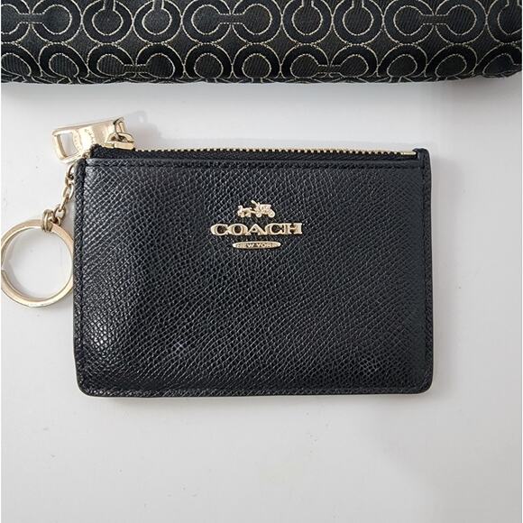 Coach Large Wristlet And Leather Mini ID Case Black Signature Logo - Picture 3 of 6